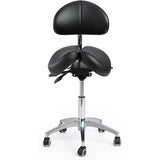 Saddle Stool with Wheels,Rolling Stool with Back Support&Split Seats,Ergonomic Stool Saddle Stool for Hair Stylist for Dentist Salon Tattoo(Black with Split Seats)