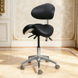 Saddle Stool with Wheels,Rolling Stool with Back Support&Split Seats,Ergonomic Stool Saddle Stool for Hair Stylist for Dentist Salon Tattoo(Black with Split Seats)