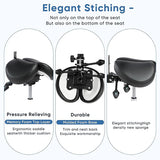 Saddle Stool with Wheels,Rolling Stool with Back Support&Split Seats,Ergonomic Stool Saddle Stool for Hair Stylist for Dentist Salon Tattoo(Black with Split Seats)